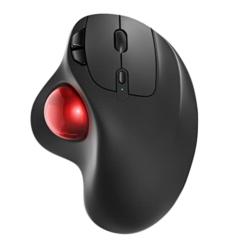 Nulea M501 Wireless Trackball Mouse, Rechargeable Ergonomic, Easy Thumb Control, Precise & Smooth Tracking, 3 Device Connection (Bluetooth or USB Receiver), Compatible for PC, Laptop, Mac