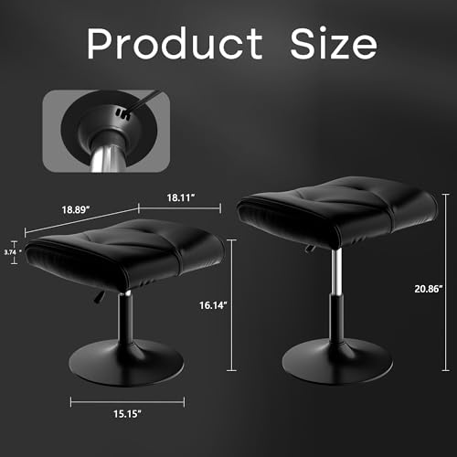 VECELO Foot Rest Under Desk Ottoman, PU Height Adjustable Footrest with Comfort Padding, Leg Rest for Desk for Relieving Leg Pain, Stiffness, and etc, Black
