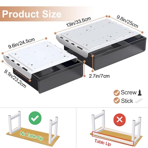 SVNNELP 3-Pack Under-Desk Slide-Out Drawer Organizer