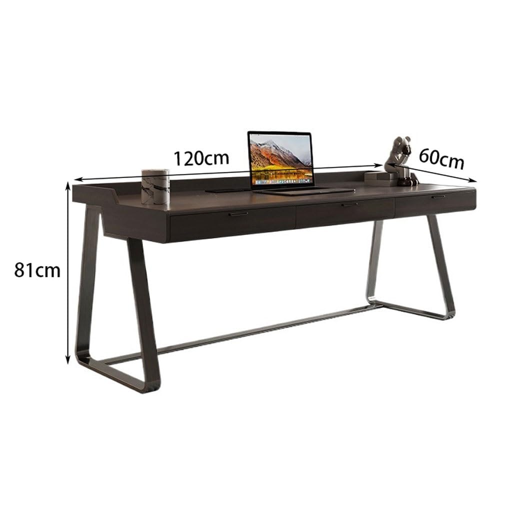 AQWASYUTER Office Computer Desk Desk Light Luxury Modern Black Walnut Solid Wood Home Simple Study Minimalist Table