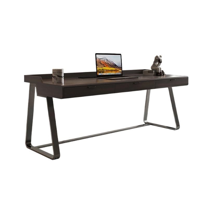 AQWASYUTER Office Computer Desk Desk Light Luxury Modern Black Walnut Solid Wood Home Simple Study Minimalist Table