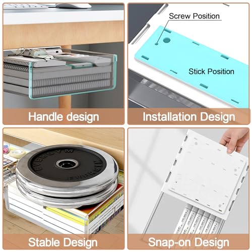 SVNNELP 3-Pack Under-Desk Slide-Out Drawer Organizer
