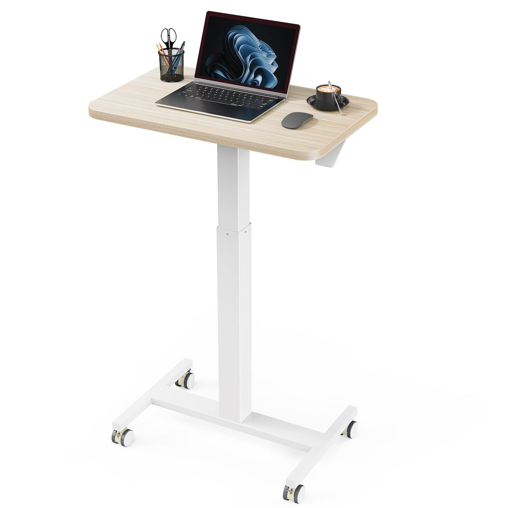 Marsail Mobile Standing Desk, Wider Height Adjustable, Rolling Sit Stand Desk with 4 Lockable Wheels, Home Office and Classroom