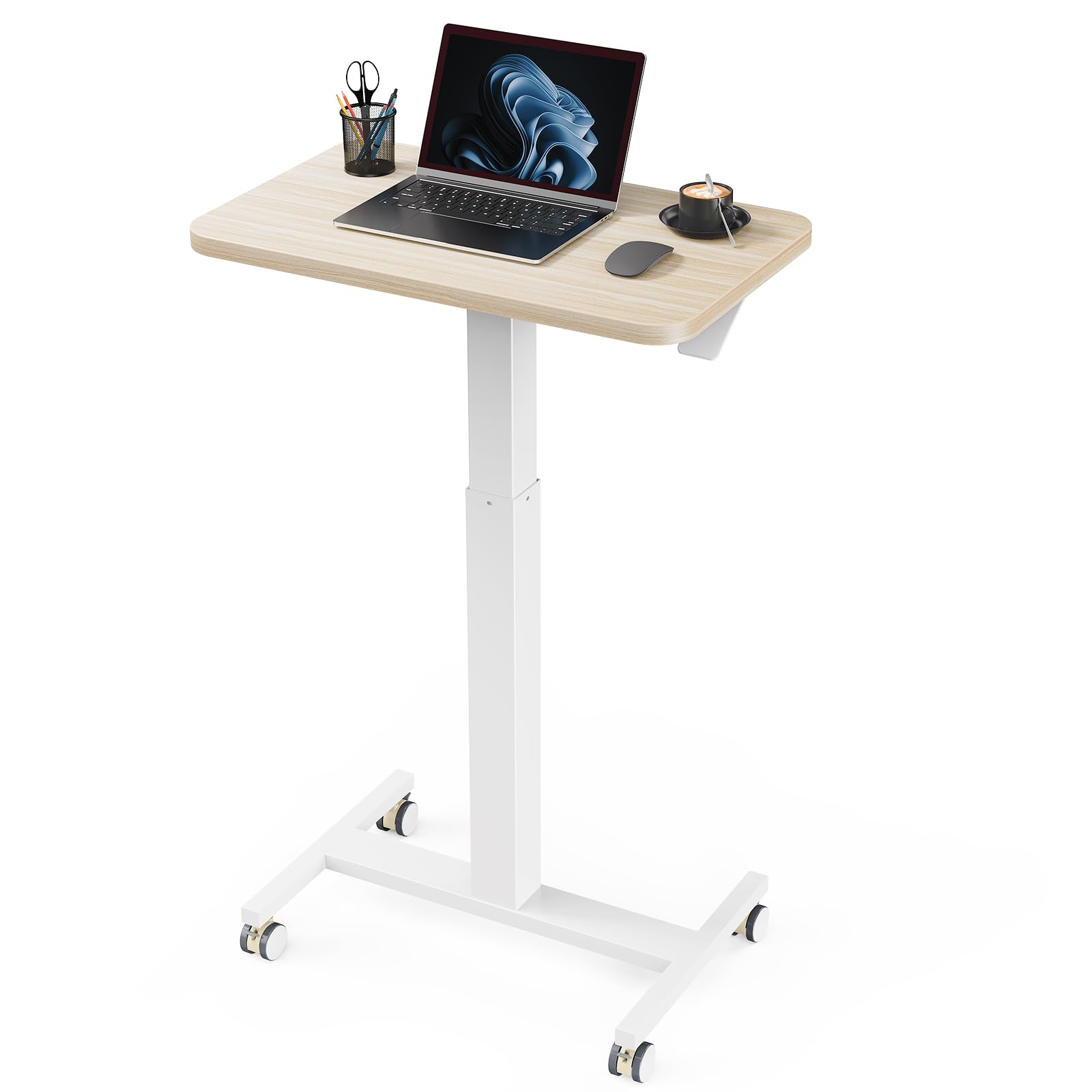 Marsail Mobile Standing Desk, Wider Height Adjustable, Rolling Sit Stand Desk with 4 Lockable Wheels, Home Office and Classroom