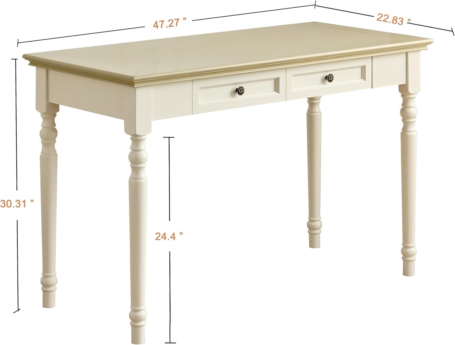 Conabaen 47" Solid Wood Writing Desk with Drawers