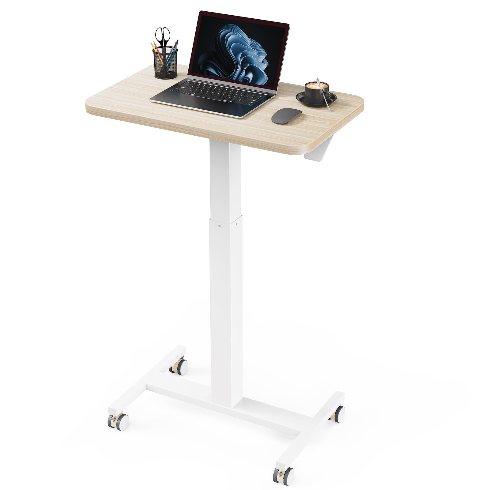 Marsail Mobile Standing Desk, Wider Height Adjustable, Rolling Sit Stand Desk with 4 Lockable Wheels, Home Office and Classroom