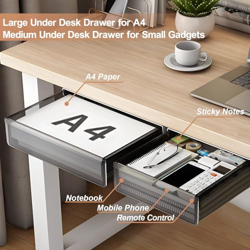 SVNNELP 3-Pack Under-Desk Slide-Out Drawer Organizer