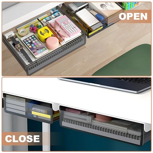 SVNNELP 3-Pack Under-Desk Slide-Out Drawer Organizer