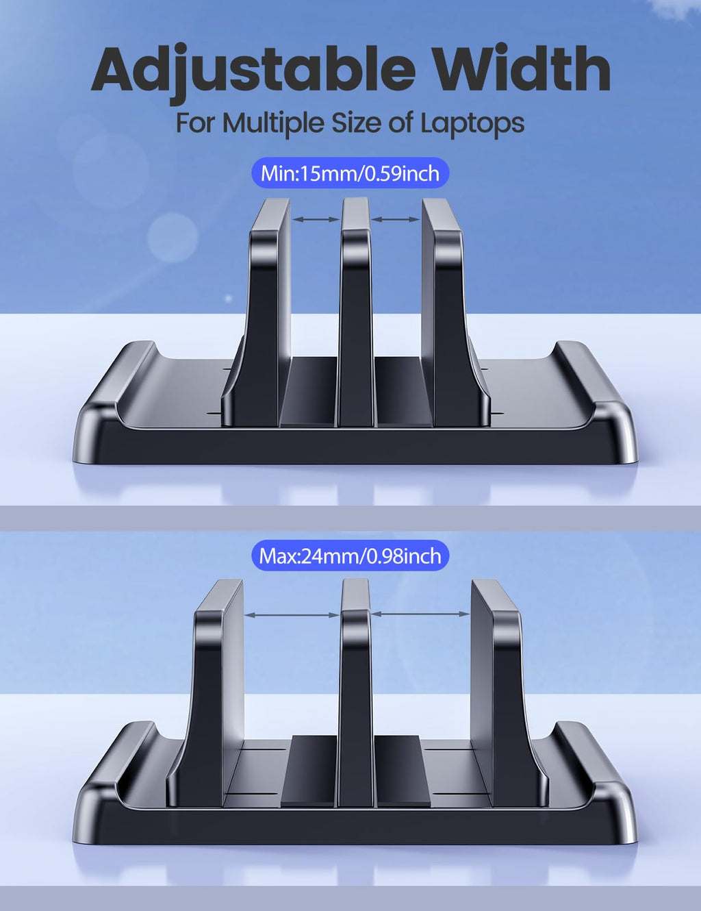Vaydeer Adjustable Vertical Laptop Stand with Dual Slots