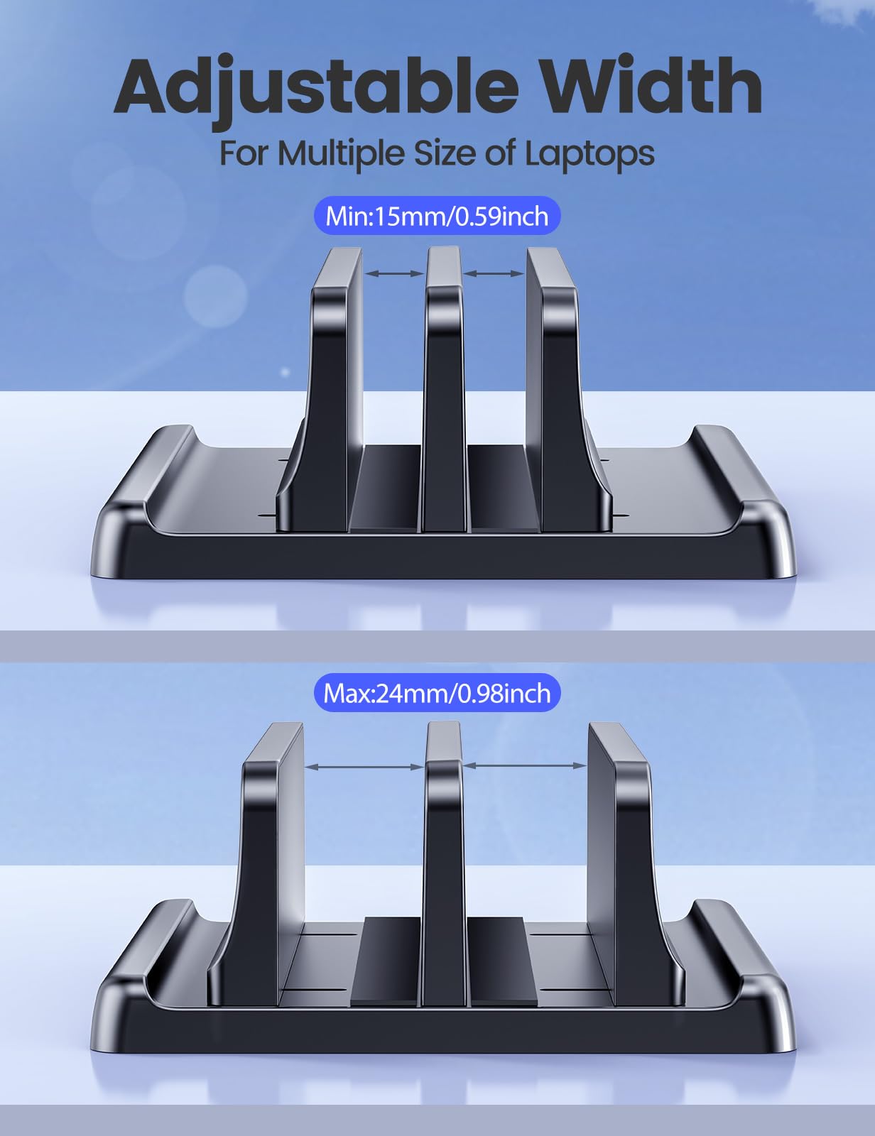 Vaydeer Adjustable Vertical Laptop Stand with Dual Slots
