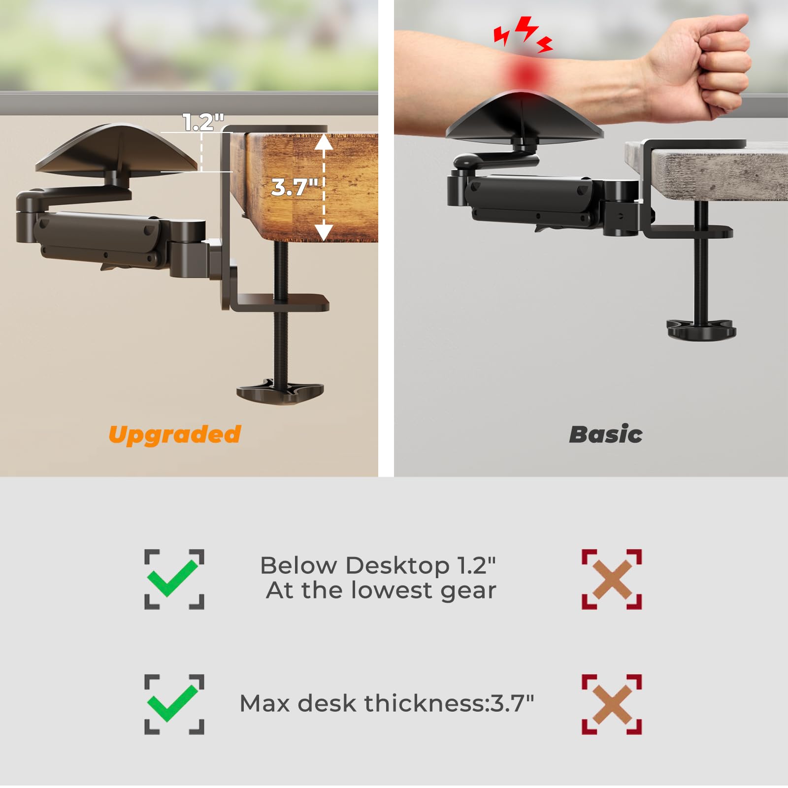 JOY worker Clamp-on Adjustable Armrest for Desk