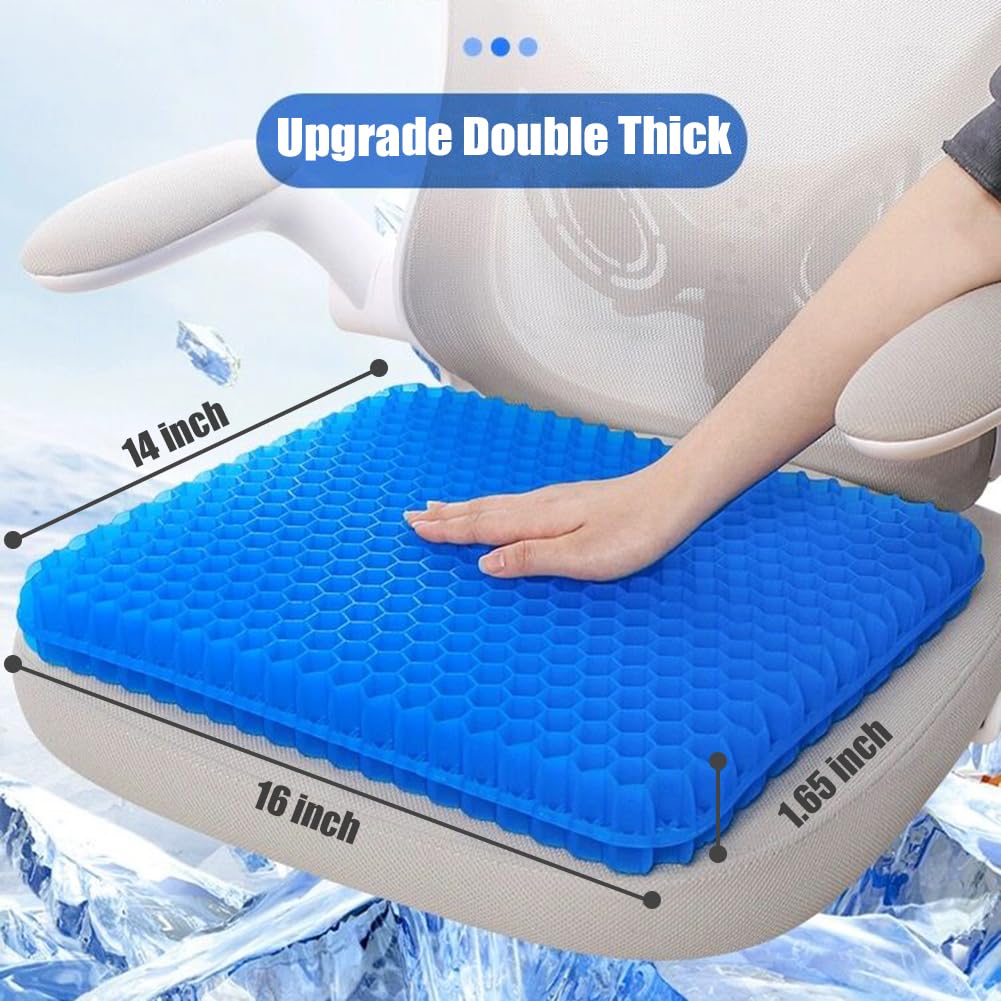Helishy Gel Seat Cushion, Double Thick Egg Gel Cushion for Pressure Pain Relief, Breathable Wheelchair Cushion Chair Pads for Car Seat Office Chair