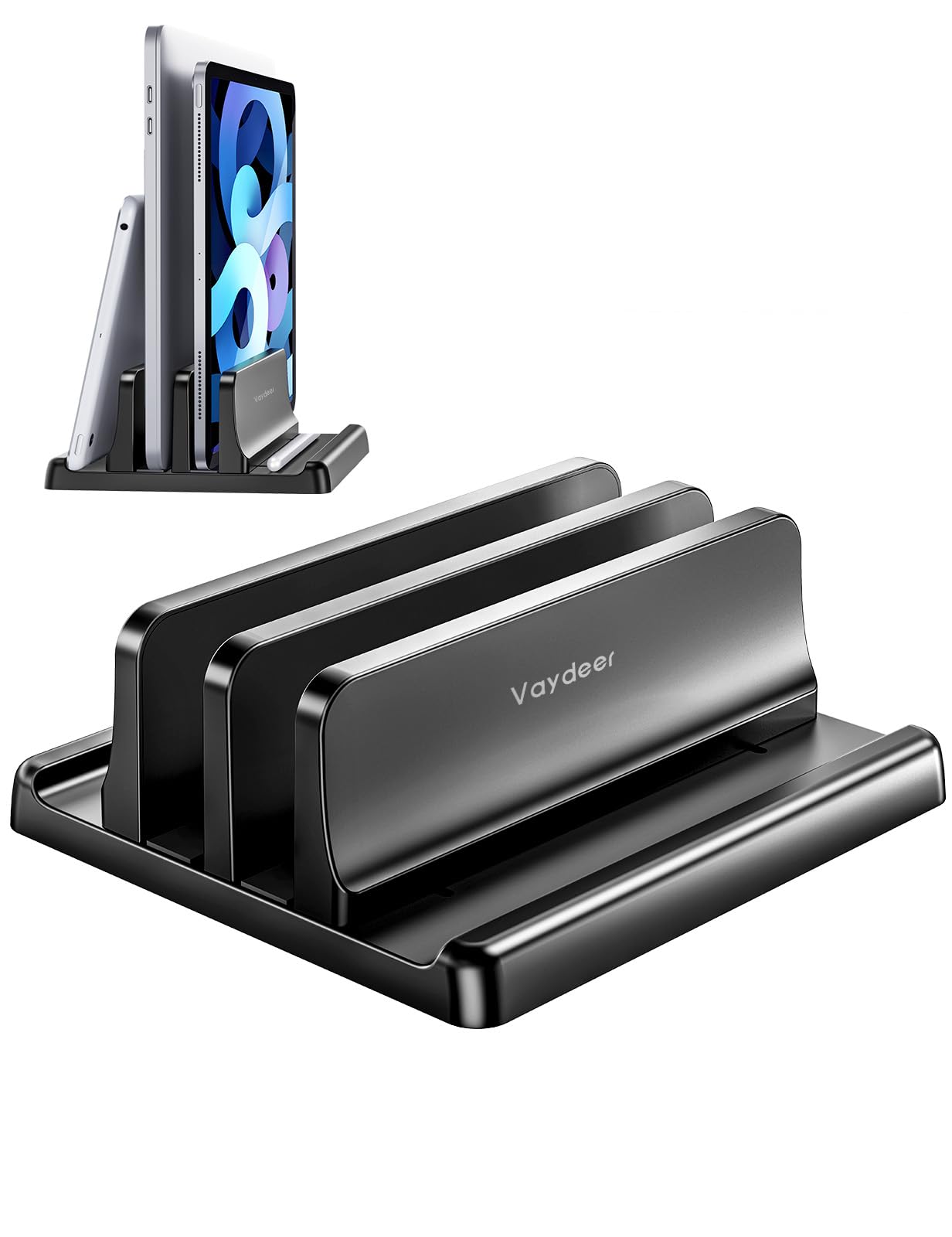 Vaydeer Vertical Laptop Stand for Desk, Dual Slots Plastic Laptop Holder with Space Saving 4-in-1 Design, Adjustable Laptop Stand Supports MacBook