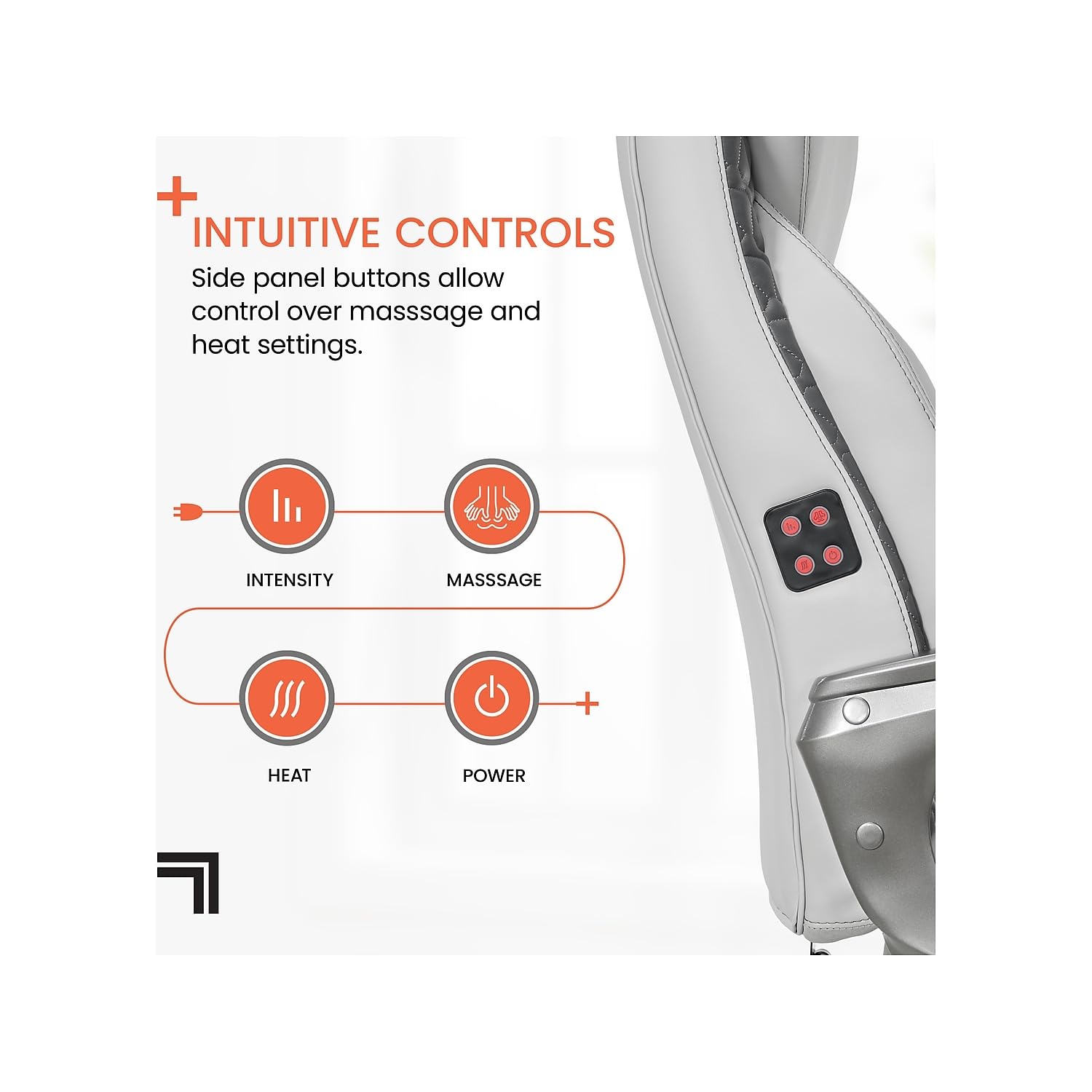 Sharper Image S600 Active Lumbar Ergonomic Bonded Leather Swivel Executive Massage Chair, White/Gray