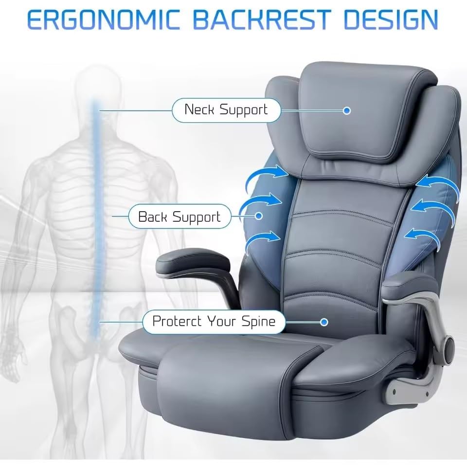 Business, Luxury Big and Tall Office Chair Ergonomic High Back Leather Executive Desk Office