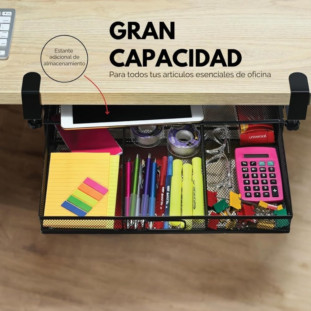 Clamp-On Under-Desk 2-Drawer Mesh Storage Organizer