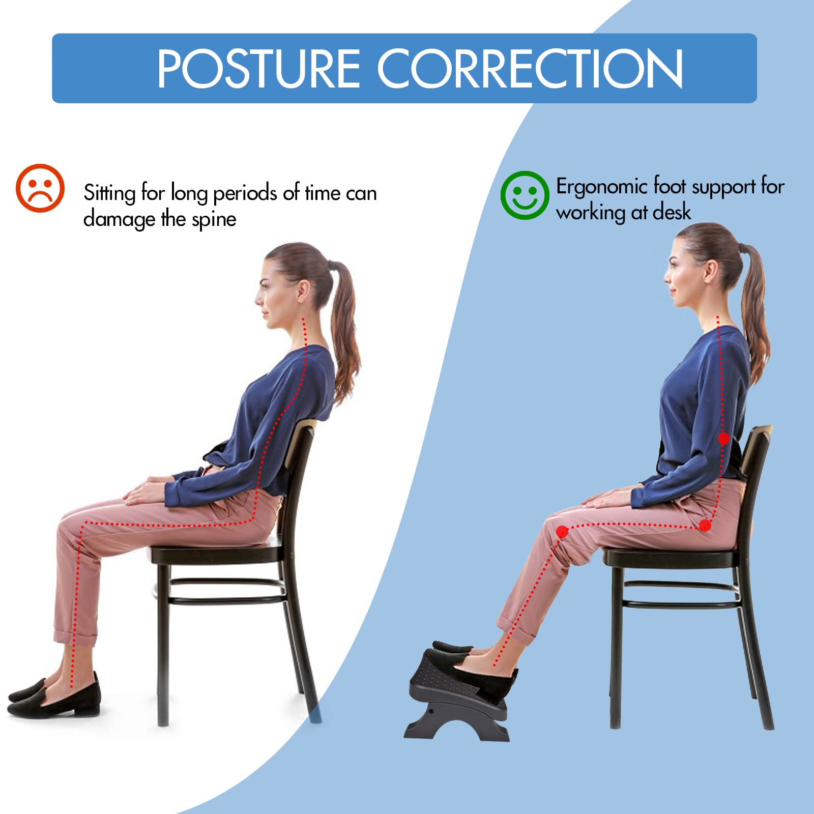 Under Desk Footrest,Ergonomic Footrest with Massage Rollers for Home Office