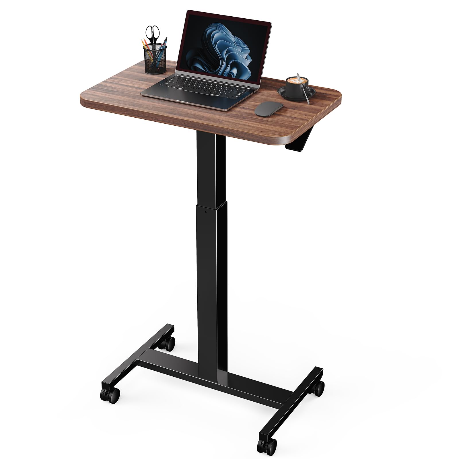 Marsail Mobile Standing Desk, Wider Height Adjustable, Rolling Sit Stand Desk with 4 Lockable Wheels, Home Office and Classroom