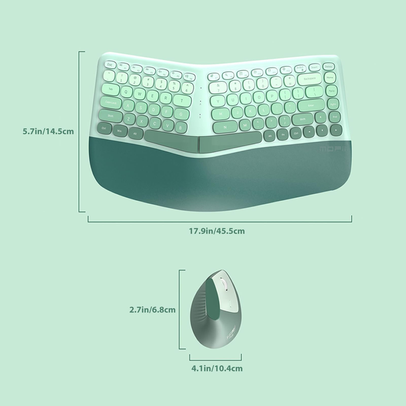 TISHLED Ergonomic Wireless Keyboard & Mouse with Wrist Rest