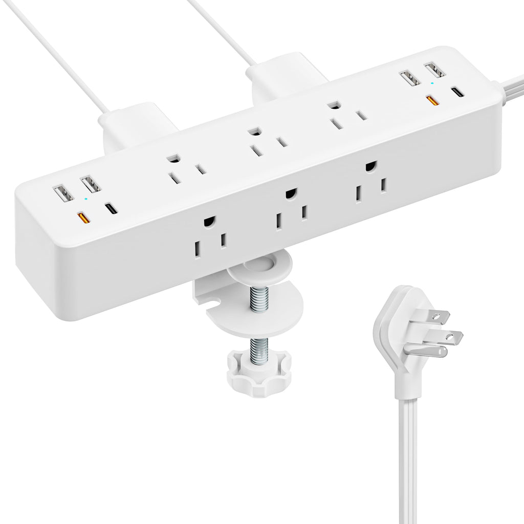 ACOZVIN Desk Clamp Power Strip with 40W USB Charging