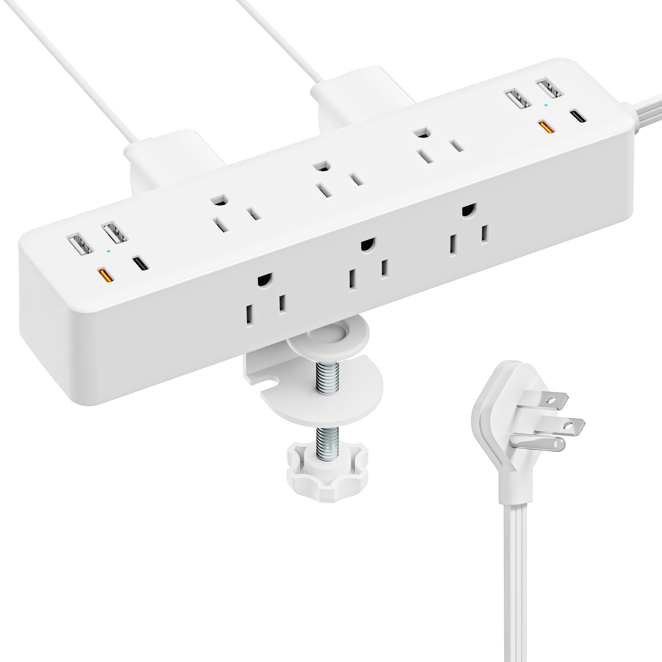 ACOZVIN Desk Clamp Power Strip with 40W USB Charging