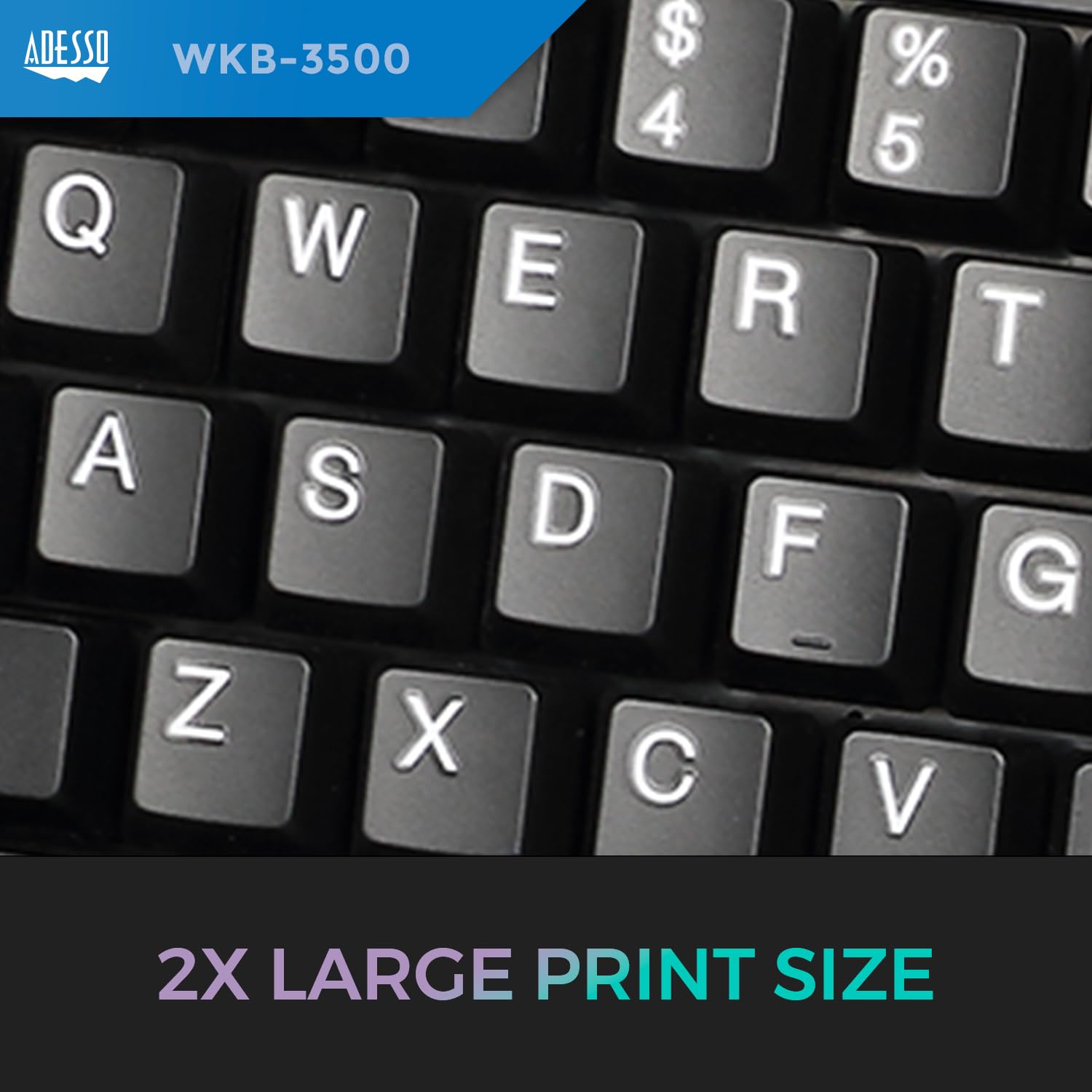Adesso WKB-3500UB 2-in-1 Wireless Ergonomic Keyboard