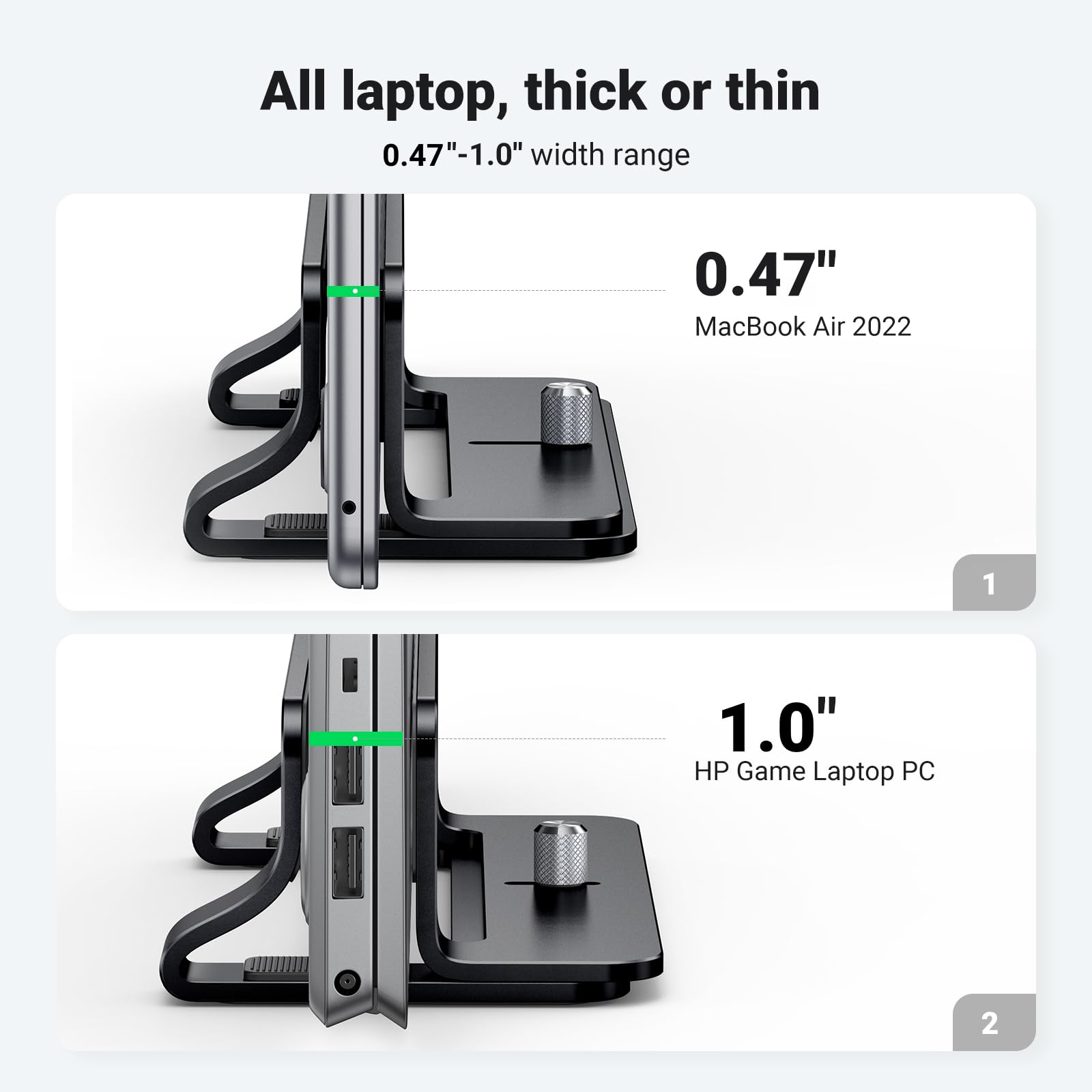 UGREEN Vertical Laptop Stand Holder for Desk Compatible with MacBook Pro, MacBook Air Stand Vertical Aluminum Adjustable for Up to 17.3 Inch Gaming Laptop