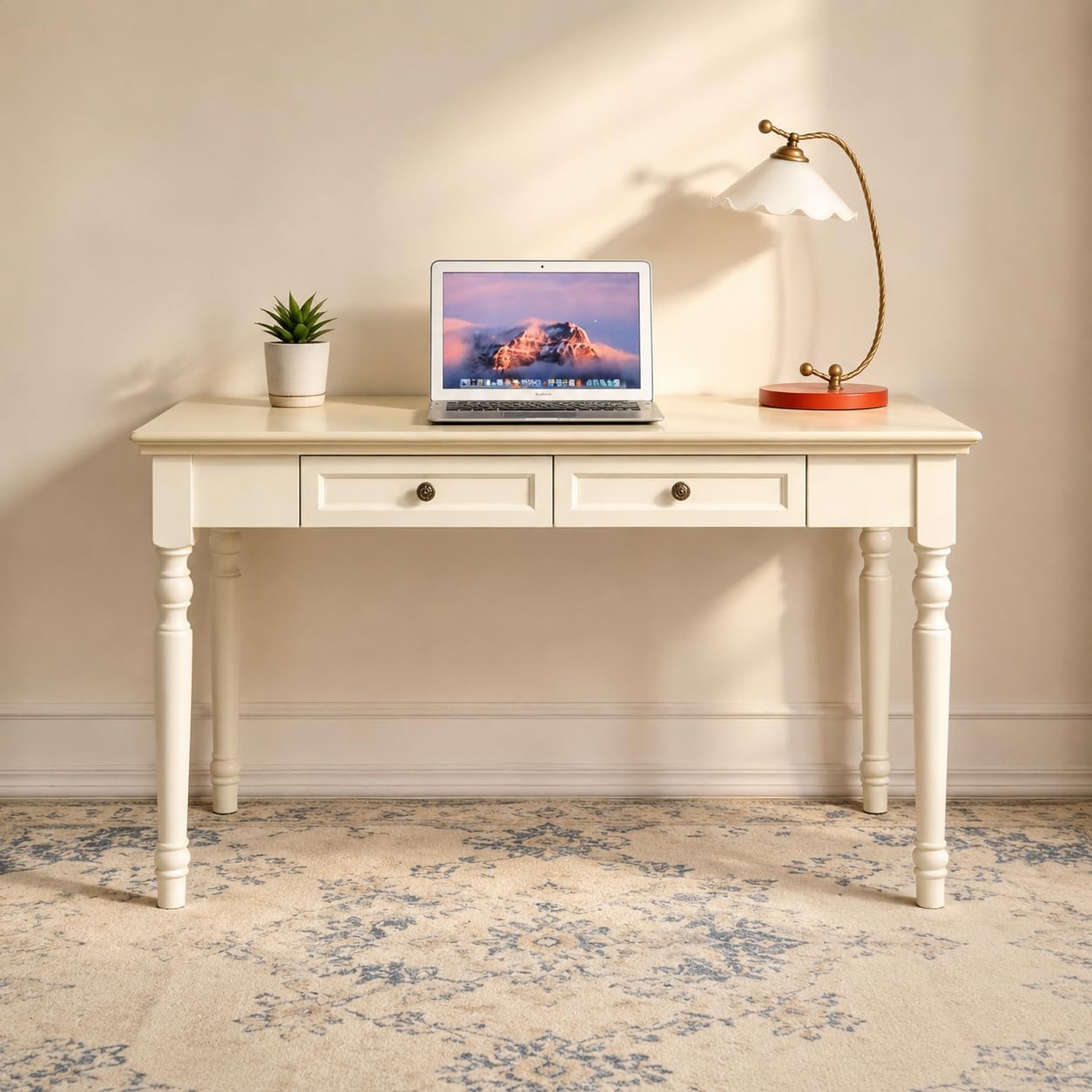 Conabaen 47" Solid Wood Writing Desk with Drawers
