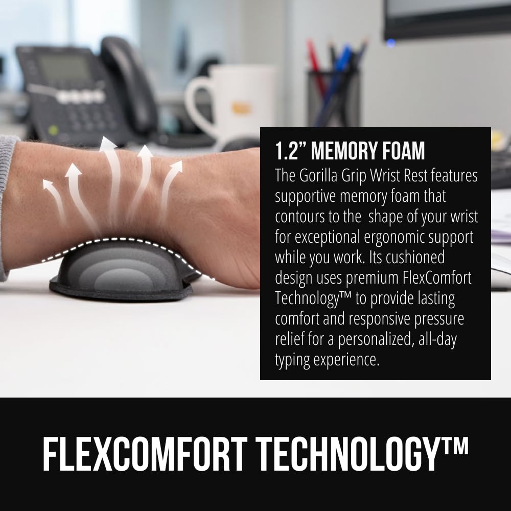 GORILLA GRIP Memory Foam Wrist Rest for Computer Keyboard