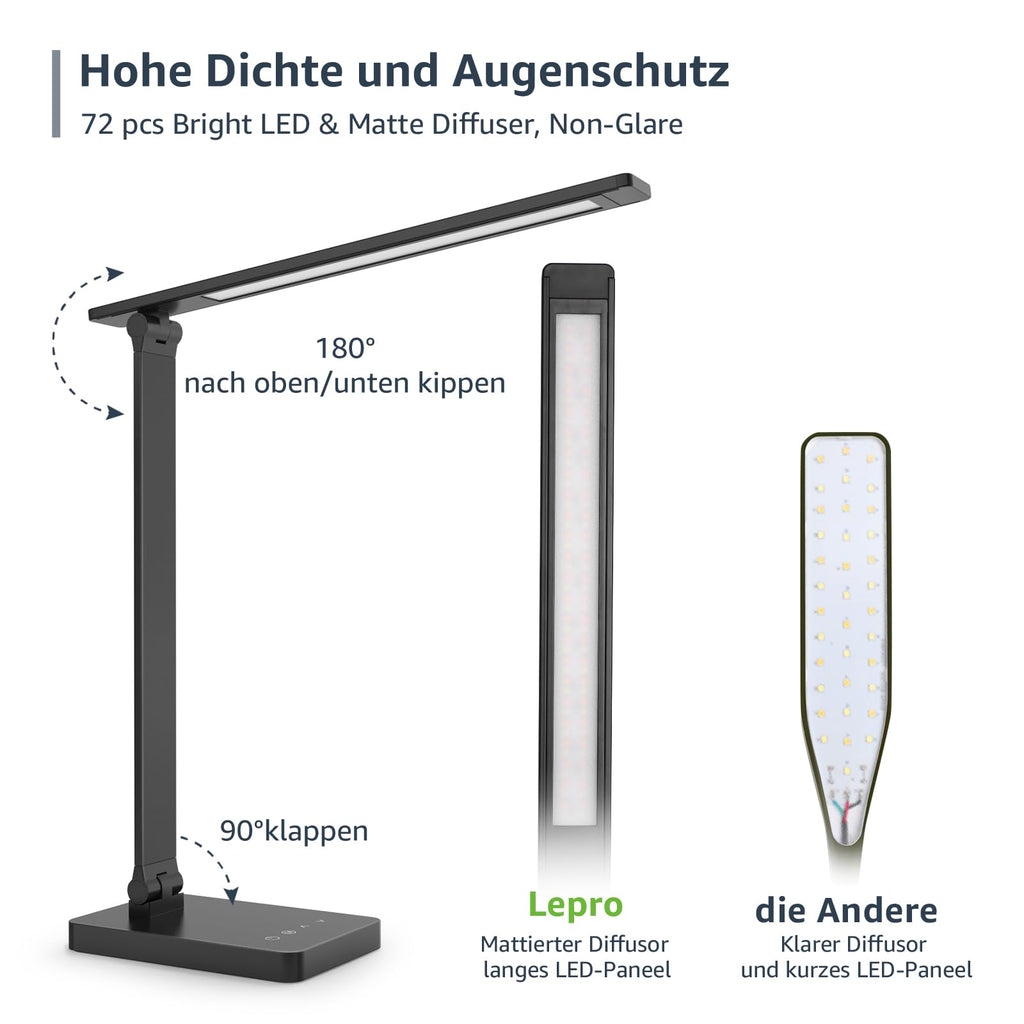 Lepro 9W LED Desk Lamp with Touch Control and Dimming