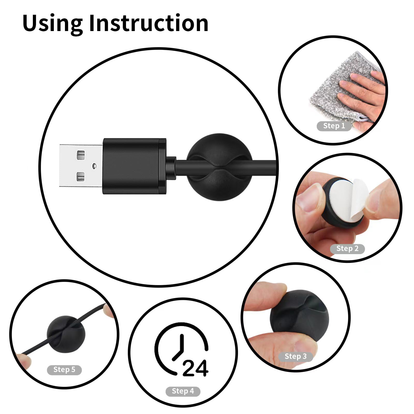 Flezoo 12-Piece Adhesive Cable Clips for Cord Management