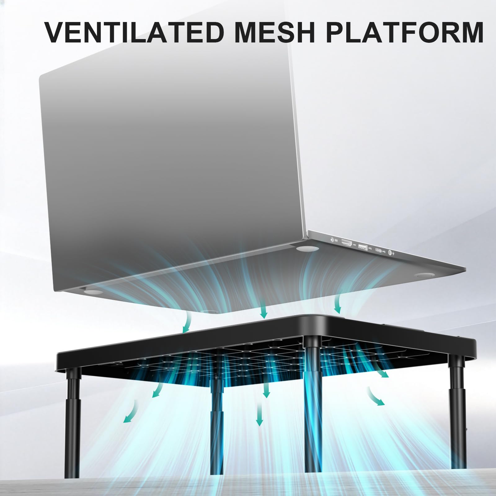 WALI Computer Monitor Stand for Desk, Adjustable Laptop Riser, Desk Monitor Stand Underneath Storage for Office, Home, School Supplies