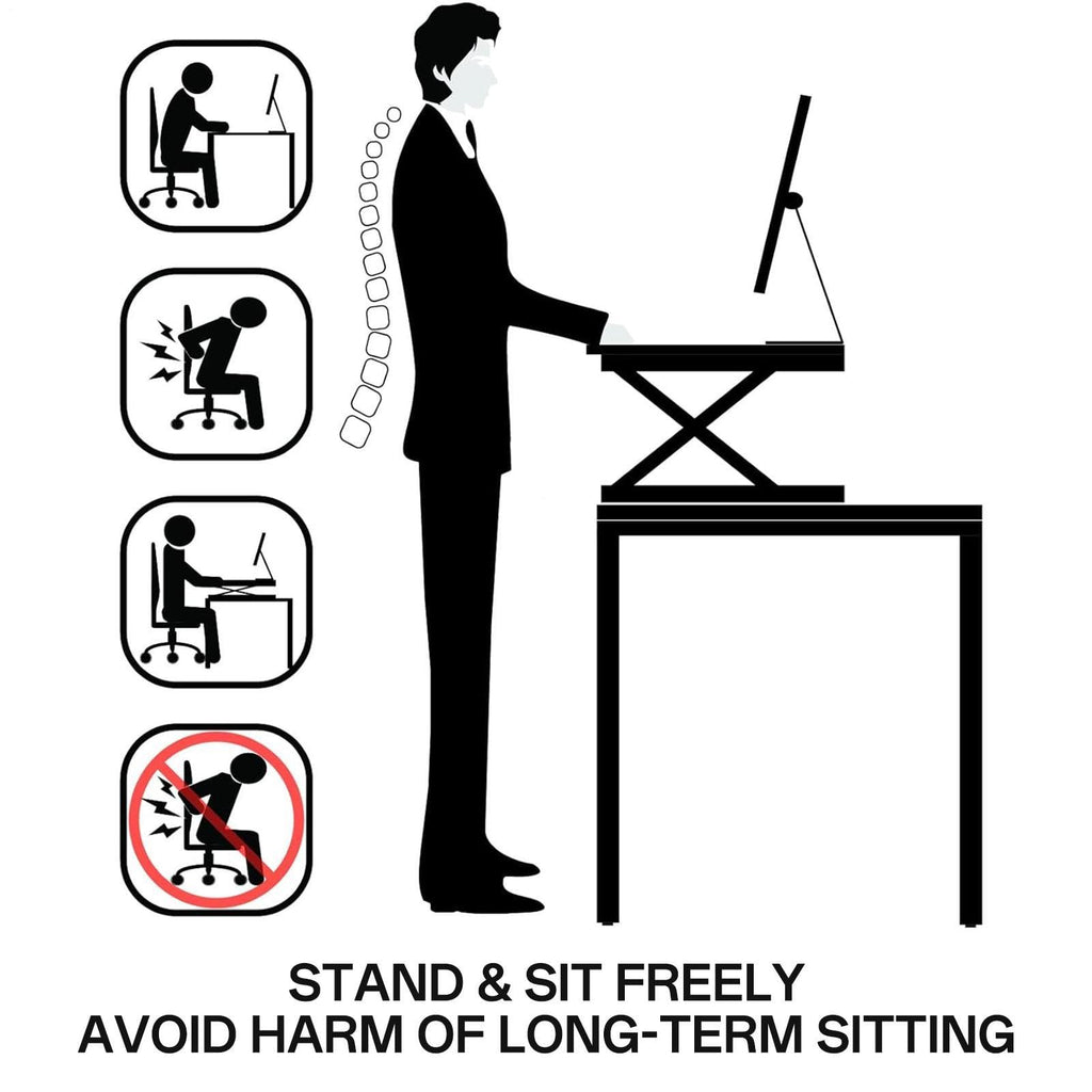 37" Desk Converter, Height Adjustable Stand Up Desk Converter, 2 Monitor Standing, Sit to Stand, Quick Sit to Tabletop, Riser Workstation with Wide Keyboard Tray