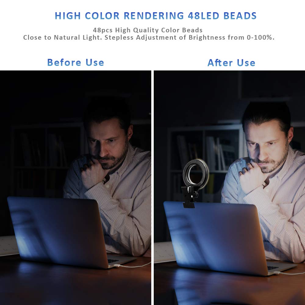 Cyezcor Clip-On Ring Light for Video Conferencing