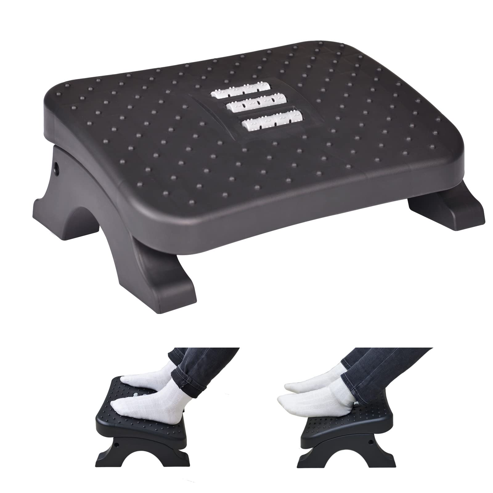 Under Desk Footrest,Ergonomic Footrest with Massage Rollers for Home Office