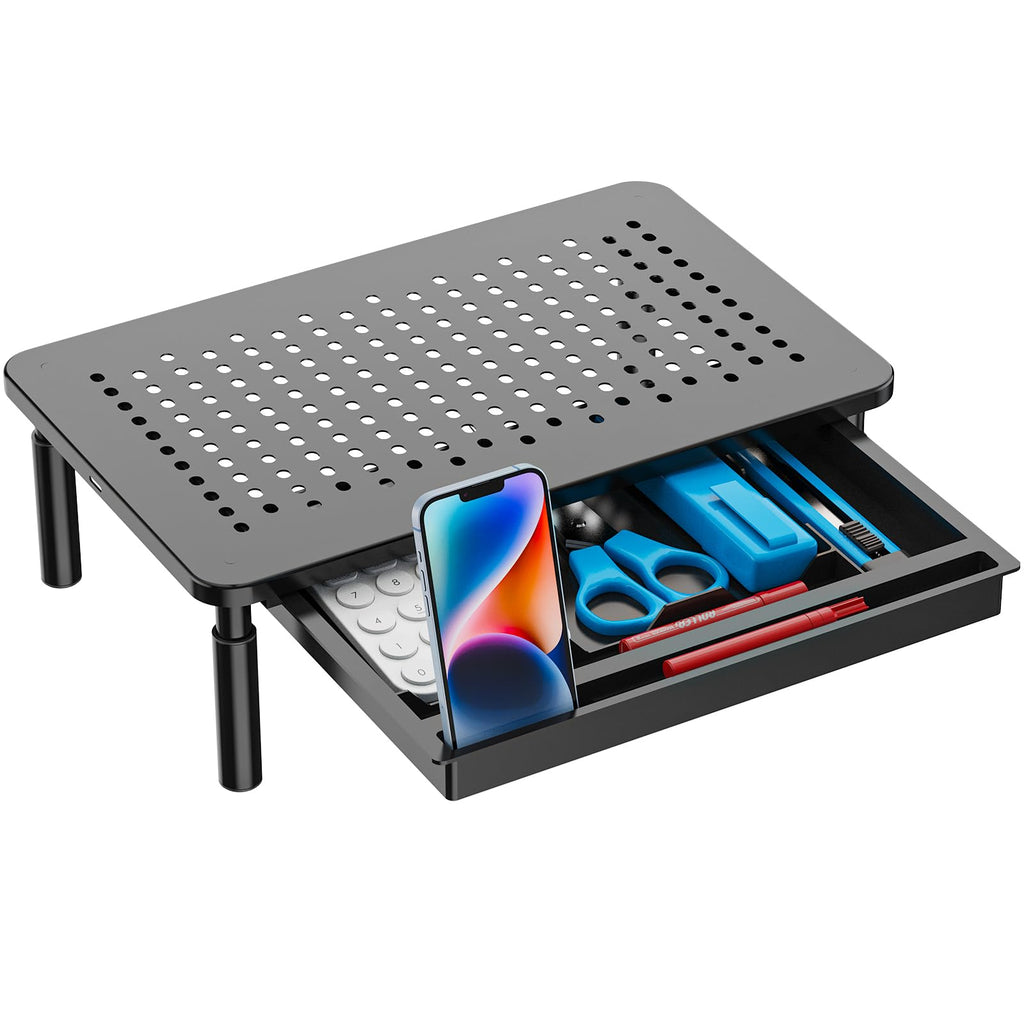 WALI Computer Monitor Stand for Desk, Adjustable Laptop Riser, Desk Monitor Stand Underneath Storage for Office, Home, School Supplies