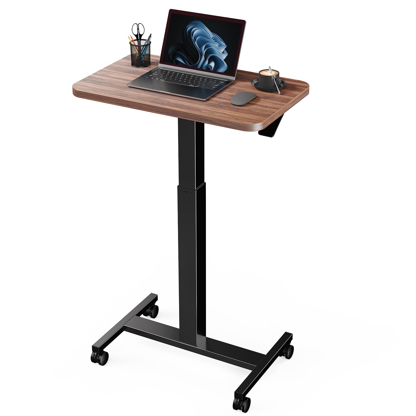 Marsail Mobile Standing Desk, Wider Height Adjustable, Rolling Sit Stand Desk with 4 Lockable Wheels, Home Office and Classroom