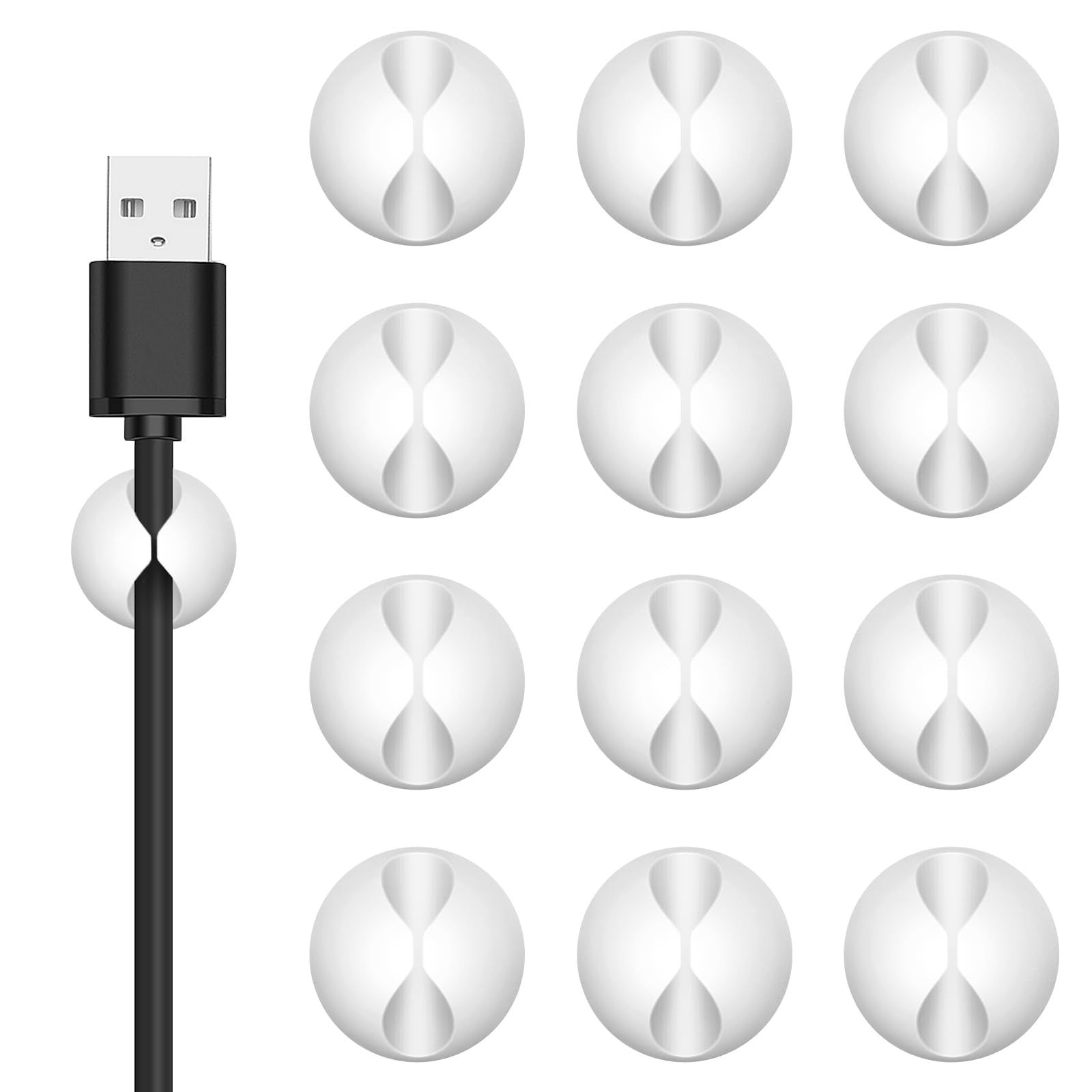 Flezoo 12-Piece Adhesive Cable Clips for Cord Management