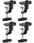 QWORK Universal Desk C-Clamp with 1/2" Thread Hole, 4 Pack Adjustable Metal Mounting Table Clamp, Desk Light Clamp Mount Holder for Swing Arm Magnifying Desk Lamp Microphone Camera
