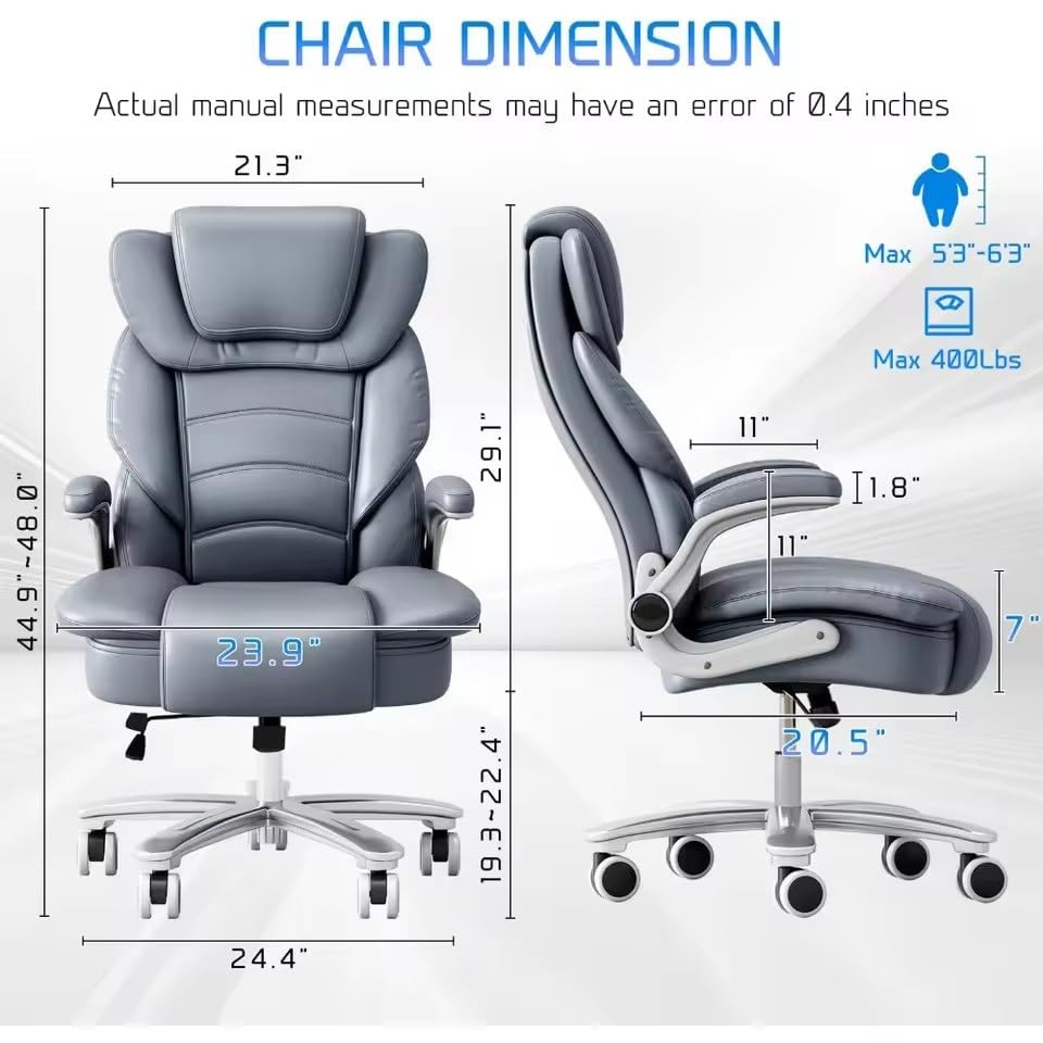 Business, Luxury Big and Tall Office Chair Ergonomic High Back Leather Executive Desk Office