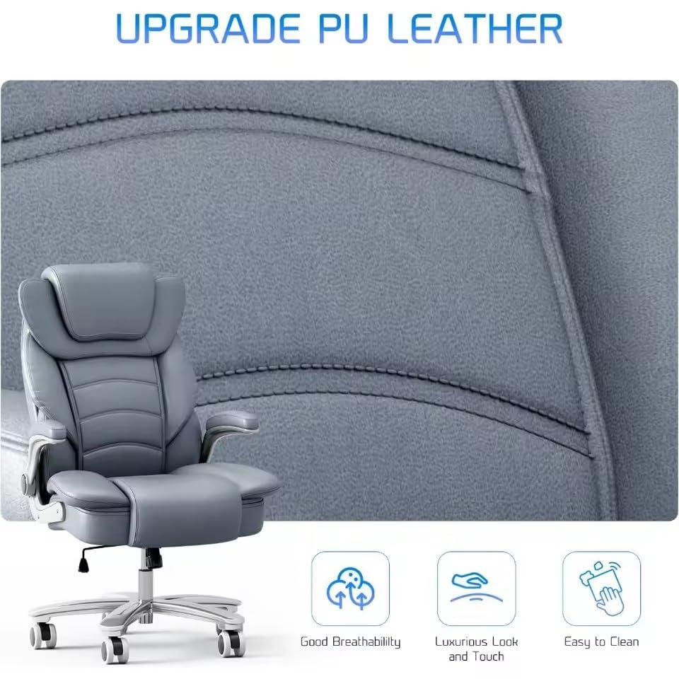 Business, Luxury Big and Tall Office Chair Ergonomic High Back Leather Executive Desk Office