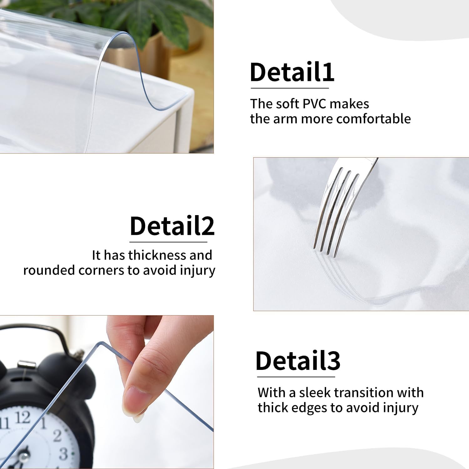 LBJFYHJN Clear Non-Slip PVC Desk Protector Mat