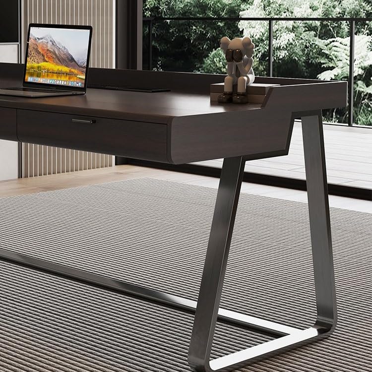 AQWASYUTER Office Computer Desk Desk Light Luxury Modern Black Walnut Solid Wood Home Simple Study Minimalist Table