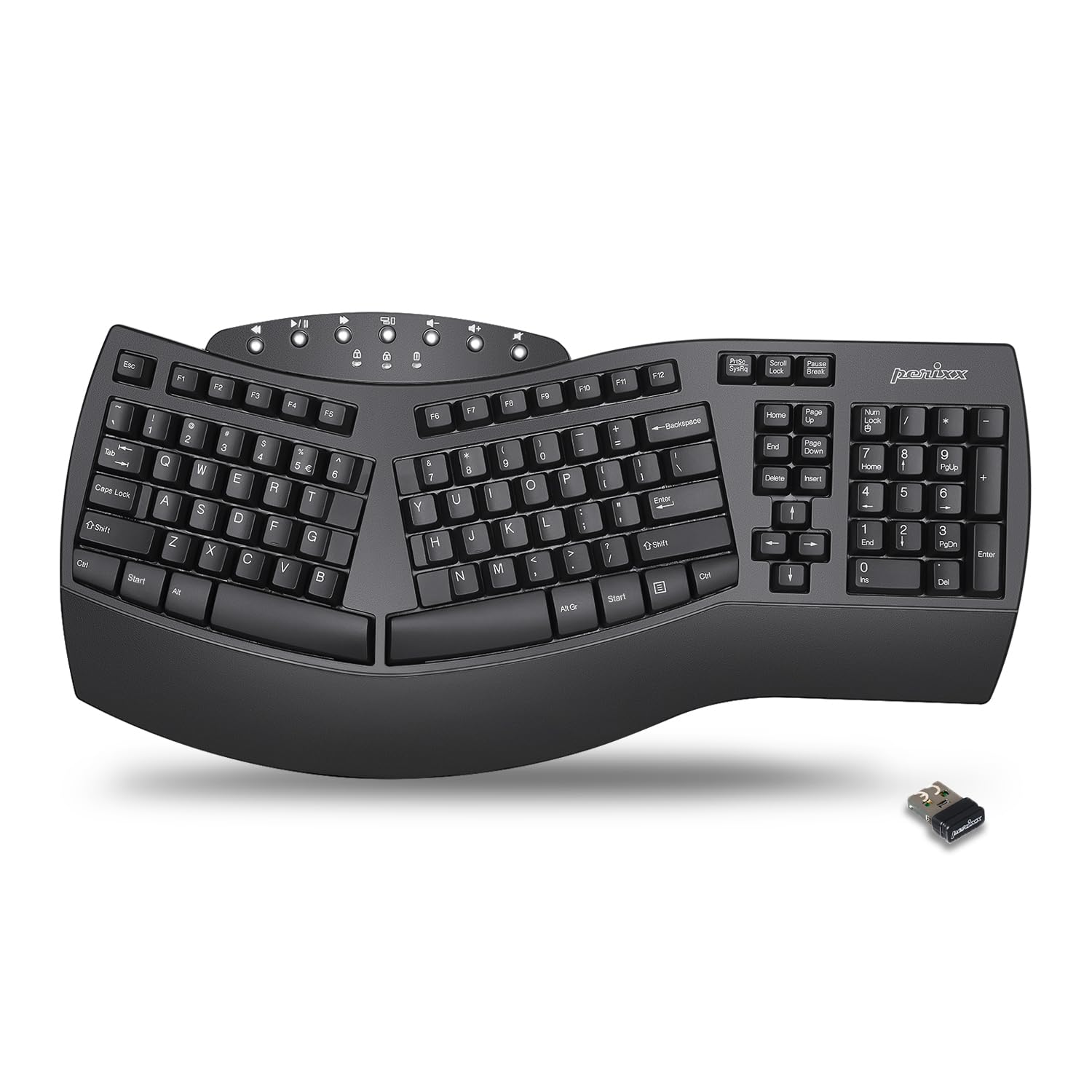 Perixx PERIBOARD Wired Ergonomic Keyboard - Split Keyboard, Wrist Rest, Natural Typing - Wired USB Connectivity - US English