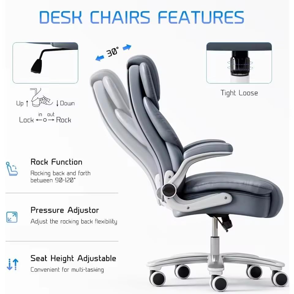 Business, Luxury Big and Tall Office Chair Ergonomic High Back Leather Executive Desk Office