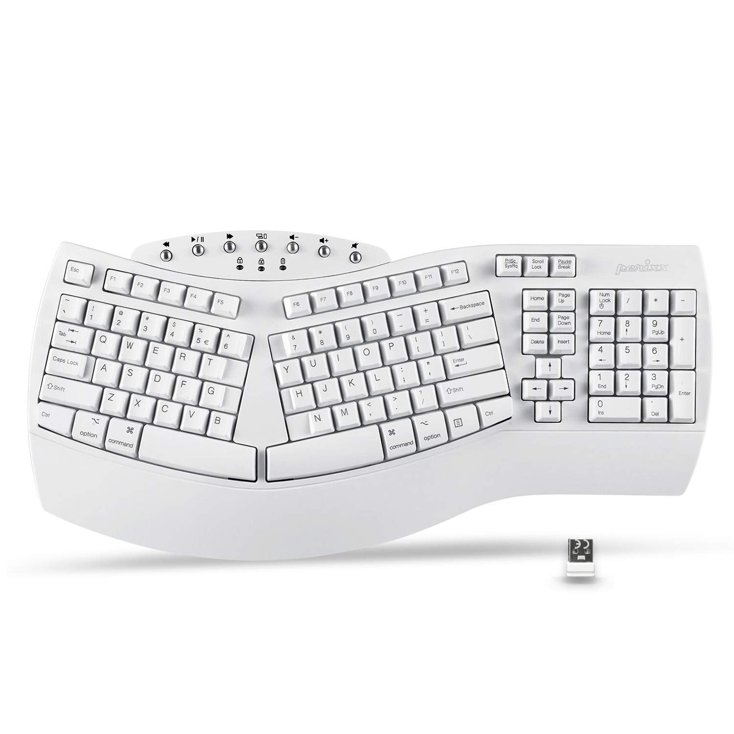 Perixx PERIBOARD Wired Ergonomic Keyboard - Split Keyboard, Wrist Rest, Natural Typing - Wired USB Connectivity - US English