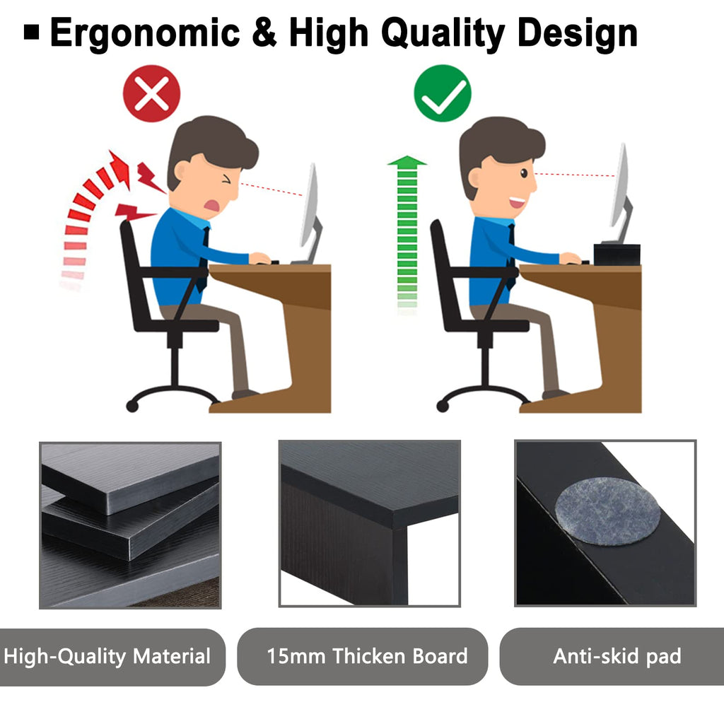 TEAMIX 20 inch Monitor Stand Riser, Wood Desktop Stand for PC/TV/Laptop/Printer, White Monitor Riser with Storage, Computer Stand with Keyboard Organizer