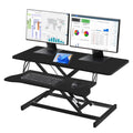 37" Desk Converter, Height Adjustable Stand Up Desk Converter, 2 Monitor Standing, Sit to Stand, Quick Sit to Tabletop, Riser Workstation with Wide Keyboard Tray