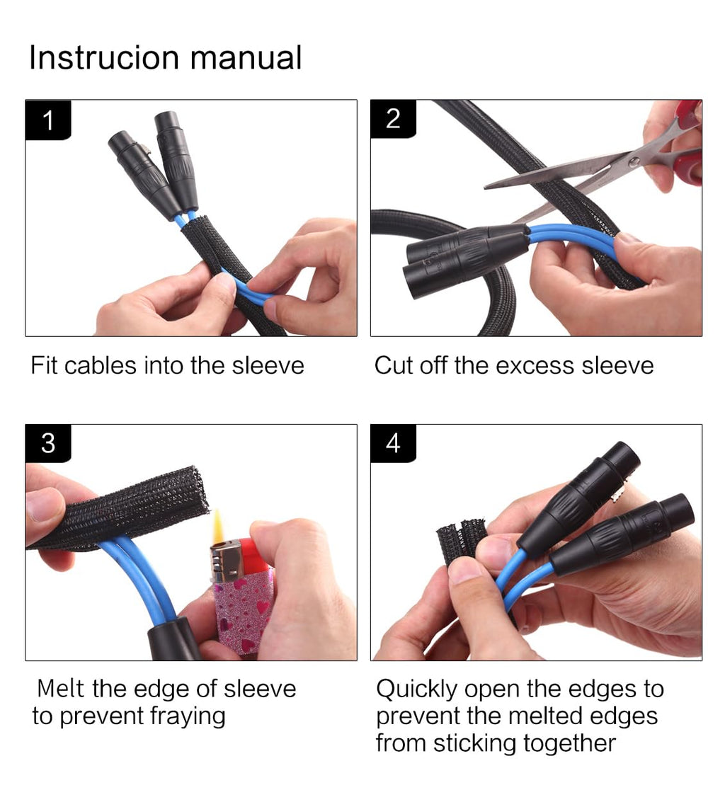 Alex Tech Split Cable Sleeve Cord Protector for Wire Management