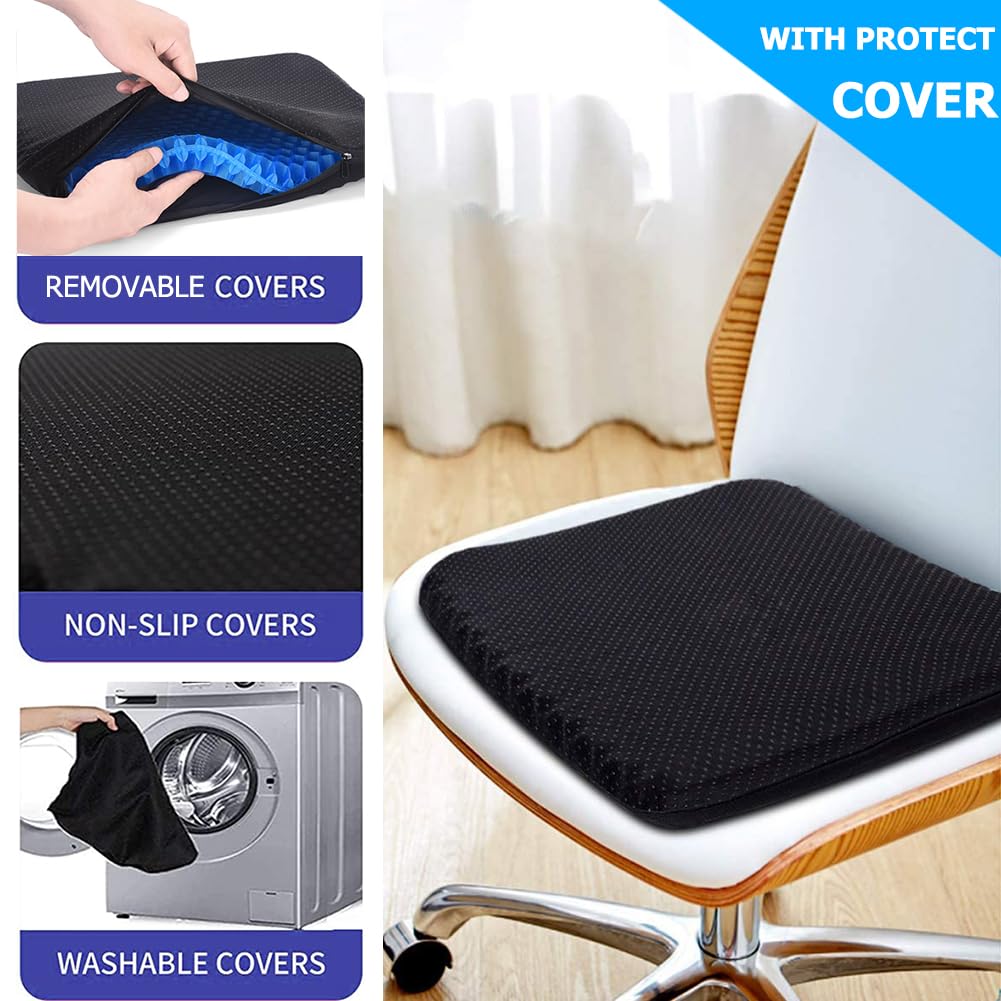 Helishy Gel Seat Cushion, Double Thick Egg Gel Cushion for Pressure Pain Relief, Breathable Wheelchair Cushion Chair Pads for Car Seat Office Chair